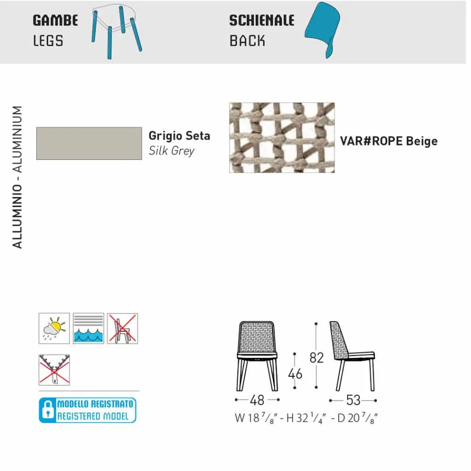 Varaschin Emma sedia da giardino di design in tessuto e alluminio Viadurini