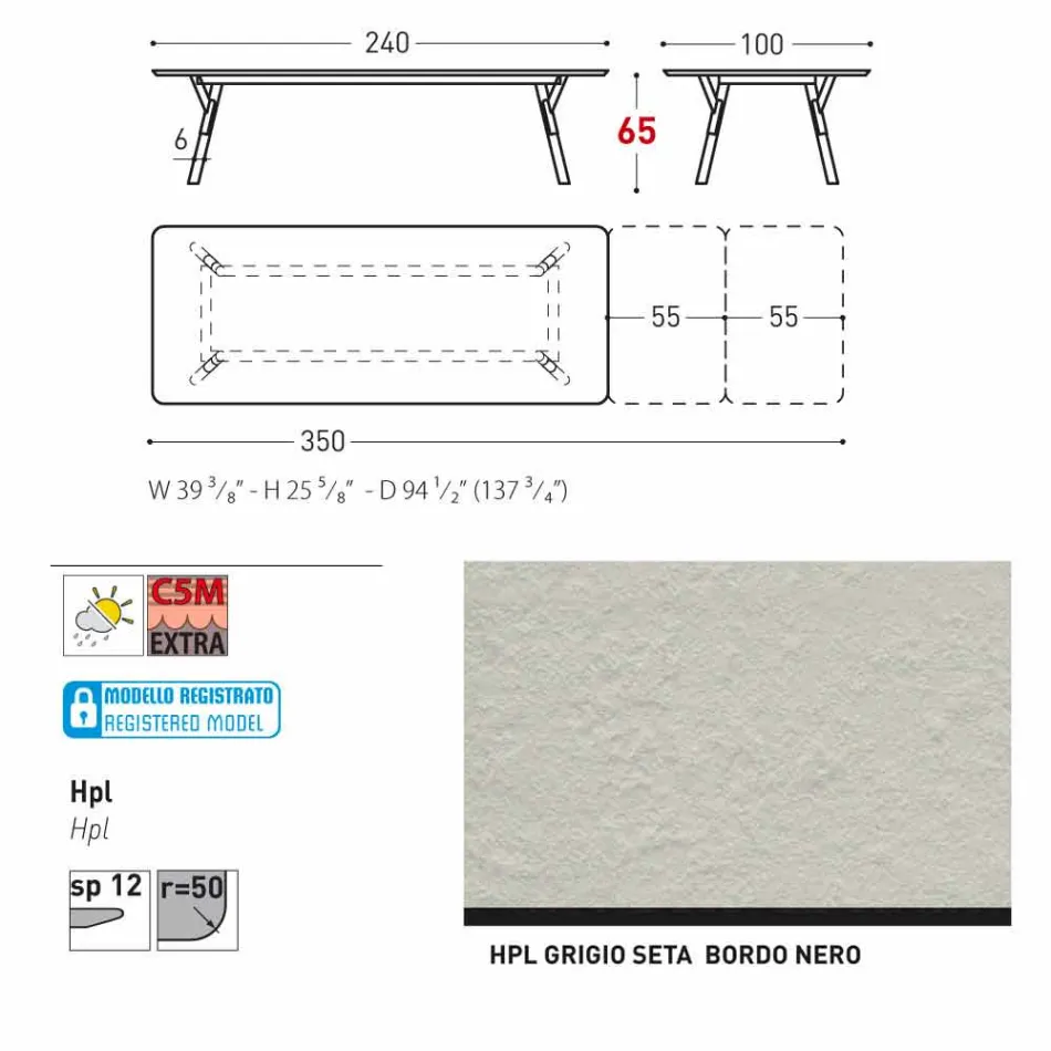 Varaschin Link tavolo allungabile da giardino H 65 cm, fino a 350 cm Viadurini