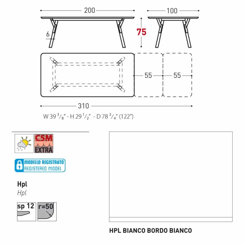 Varaschin Link tavolo da giardino allungabile con gambe in teak,H75 cm Viadurini