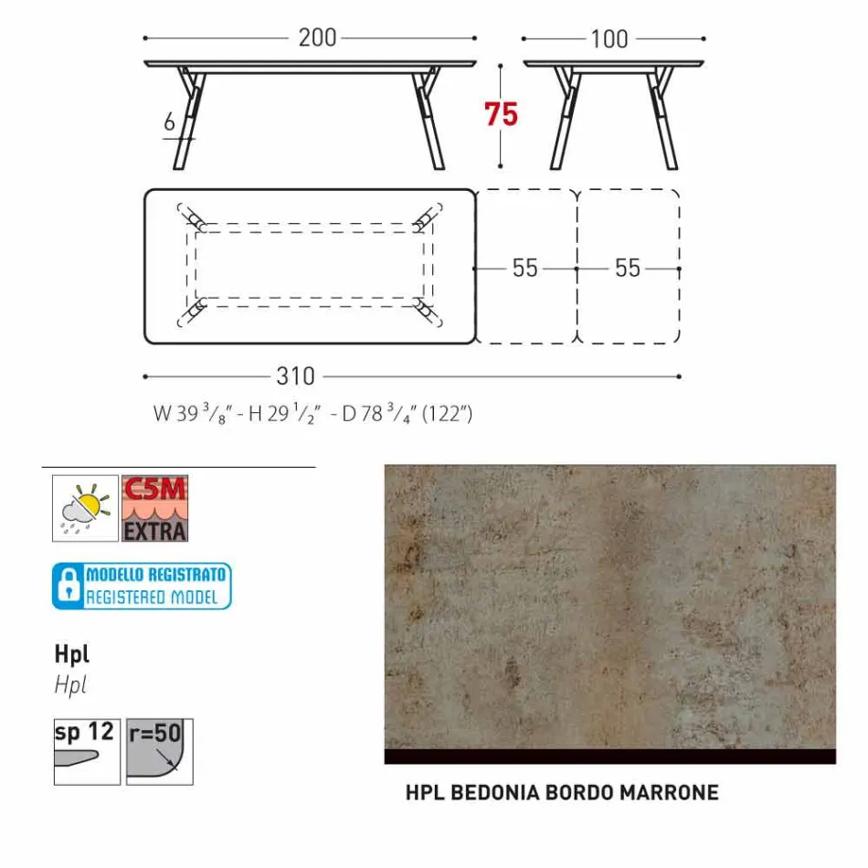 Varaschin Link tavolo da giardino allungabile con gambe in teak,H75 cm Viadurini