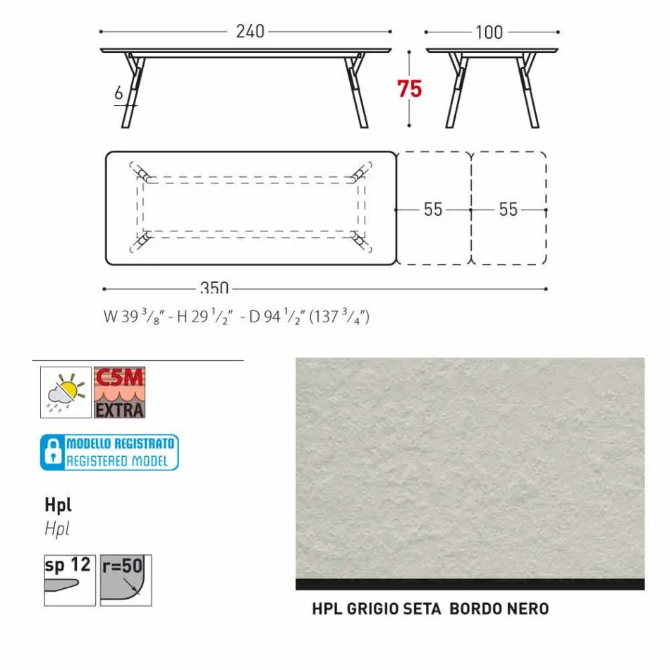 Varaschin Link tavolo da giardino allungabile con gambe in teak,H75 cm Viadurini