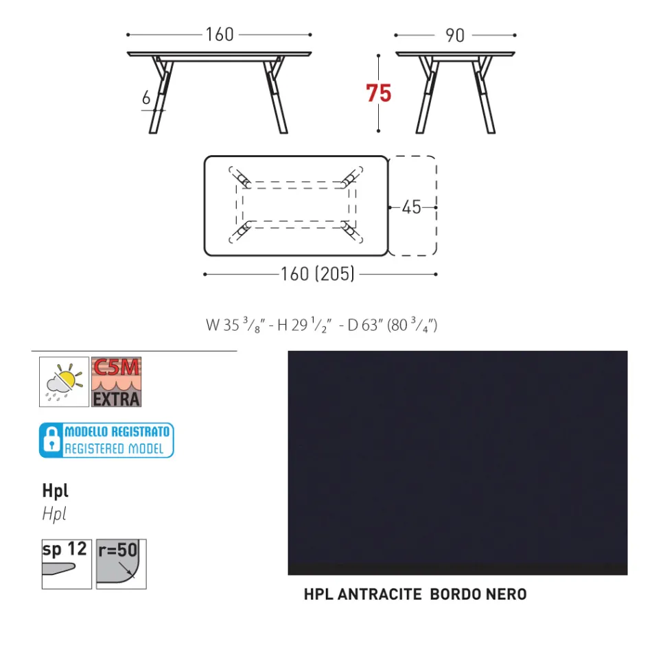 Varaschin Link tavolo da giardino allungabile design moderno, H 73,2 cm Viadurini