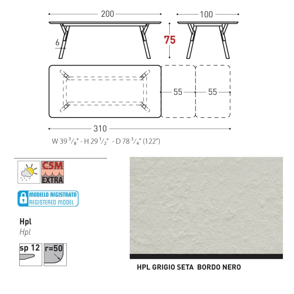 Varaschin Link tavolo da giardino allungabile design moderno, H 73,2 cm Viadurini