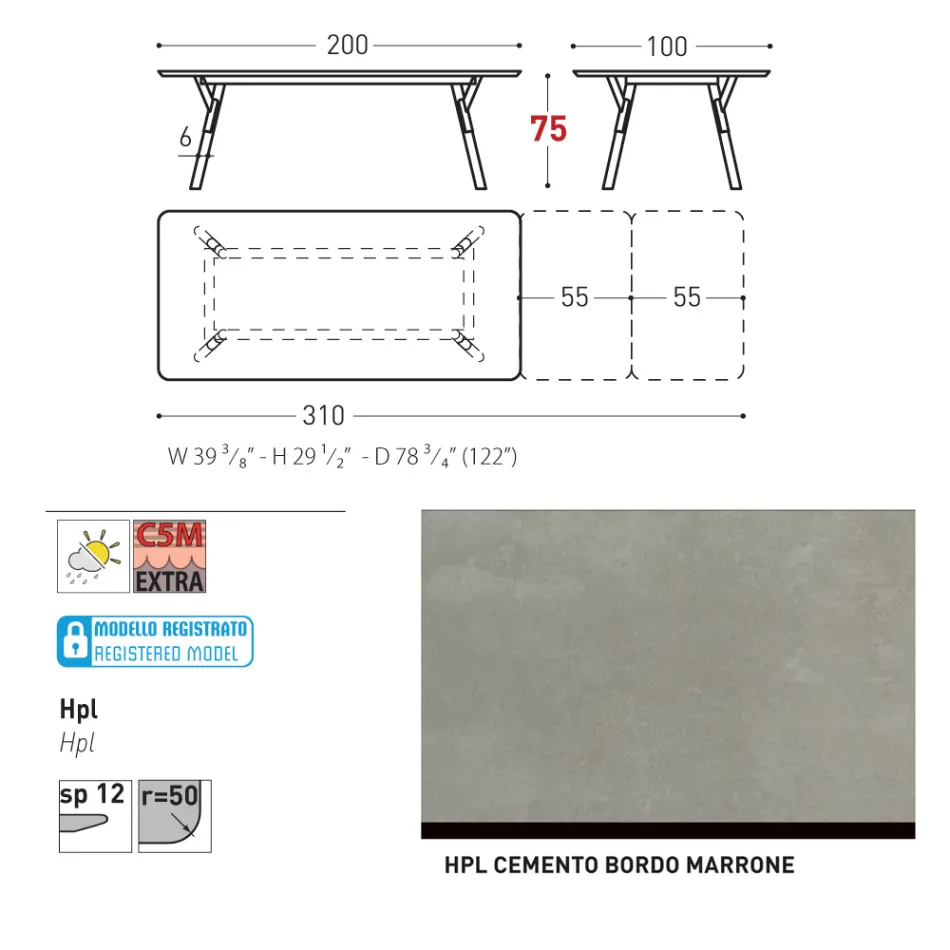 Varaschin Link tavolo da giardino allungabile design moderno, H 73,2 cm Viadurini