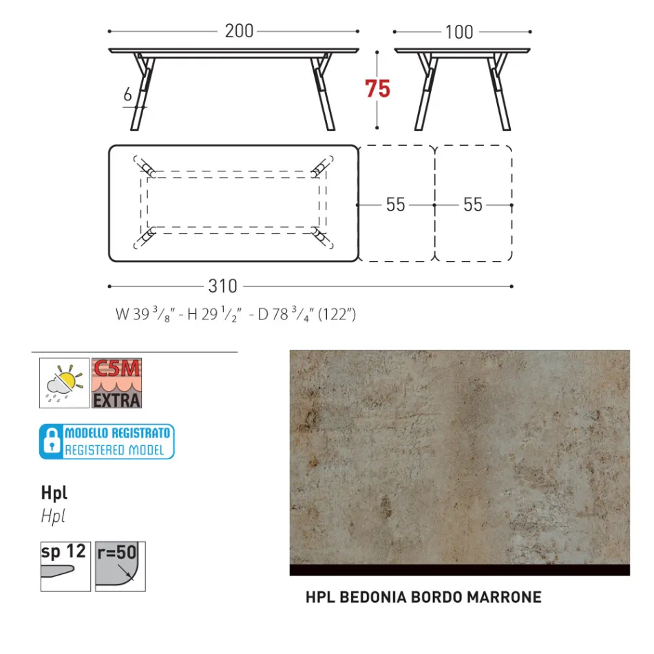 Varaschin Link tavolo da giardino allungabile design moderno, H 73,2 cm Viadurini