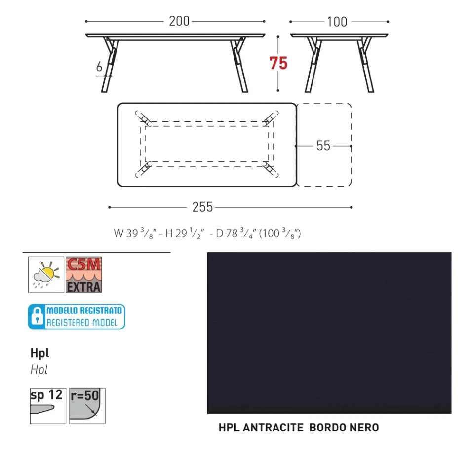 Varaschin Link tavolo da giardino allungabile design moderno, H 73,2 cm Viadurini