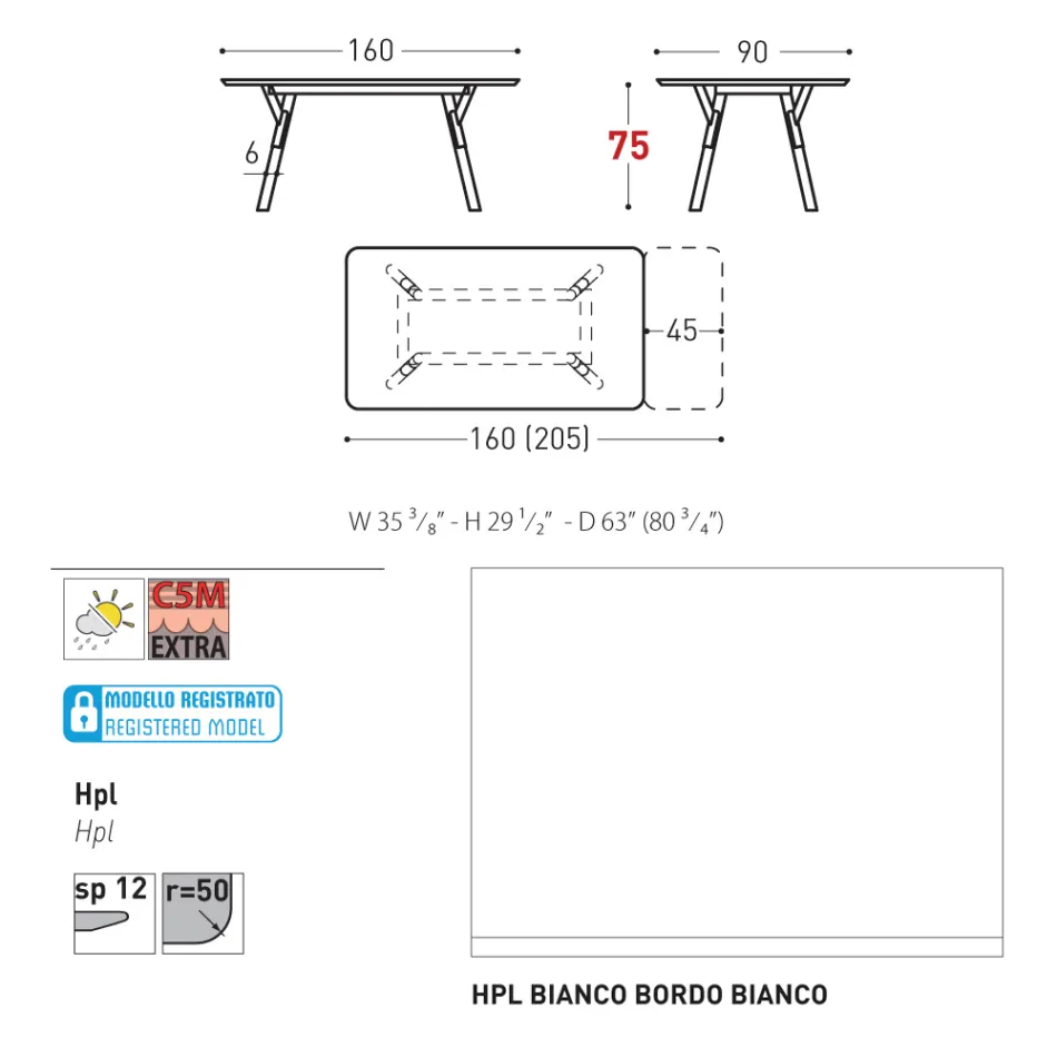 Varaschin Link tavolo da giardino allungabile design moderno, H 73,2 cm Viadurini