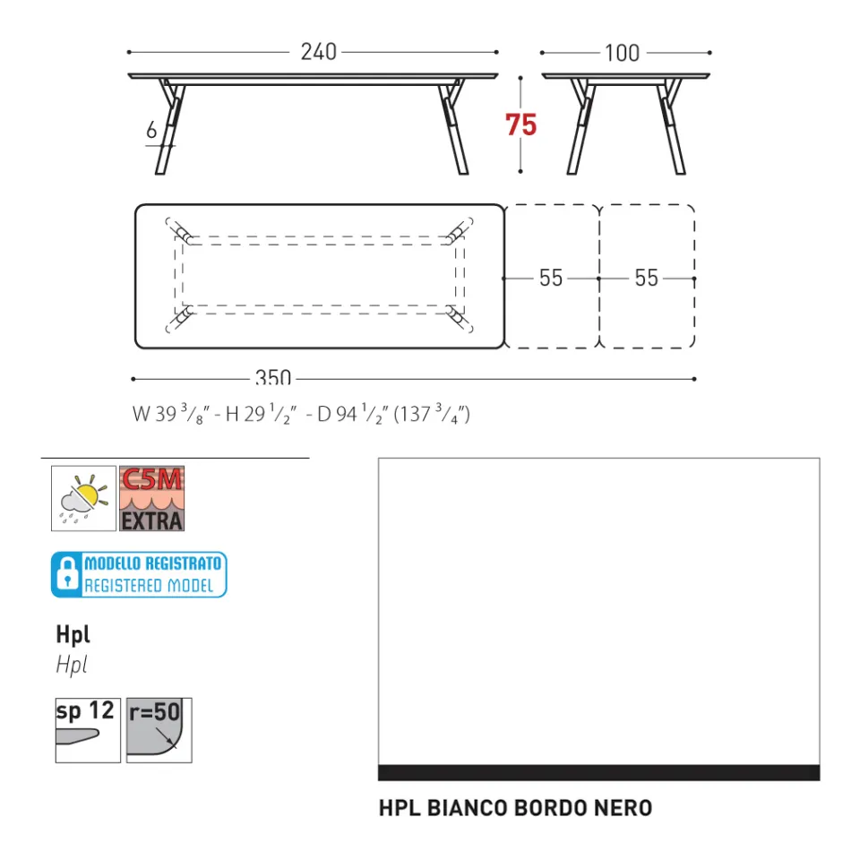 Varaschin Link tavolo da giardino allungabile design moderno, H 73,2 cm Viadurini