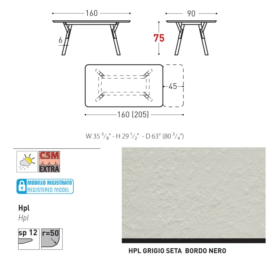Varaschin Link tavolo da giardino allungabile design moderno, H 73,2 cm Viadurini