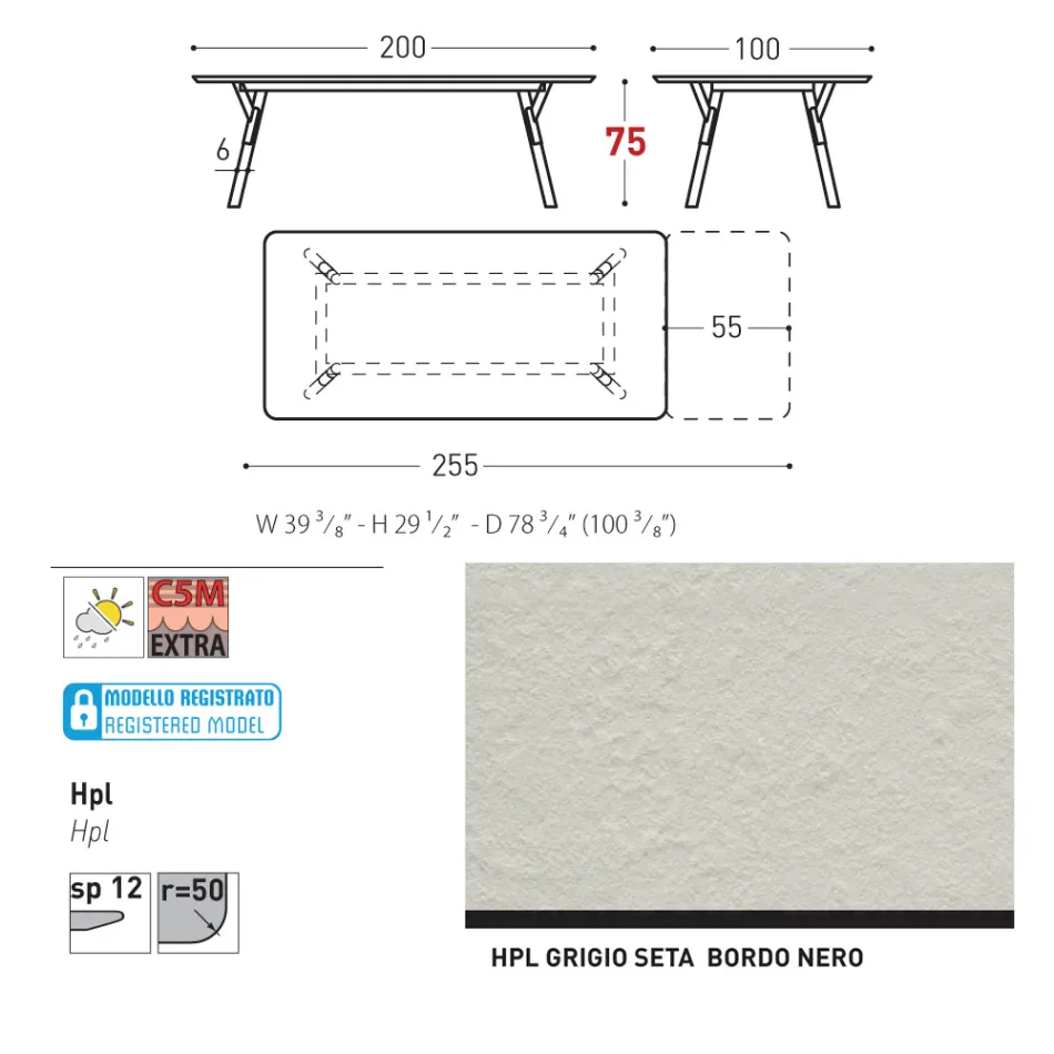 Varaschin Link tavolo da giardino allungabile design moderno, H 73,2 cm Viadurini