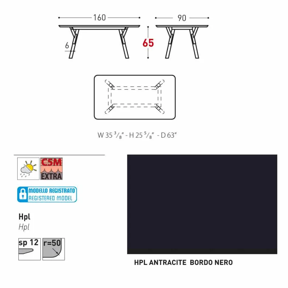 Varaschin Link tavolo da giardino con gambe in legno di teak, H 65 cm Viadurini
