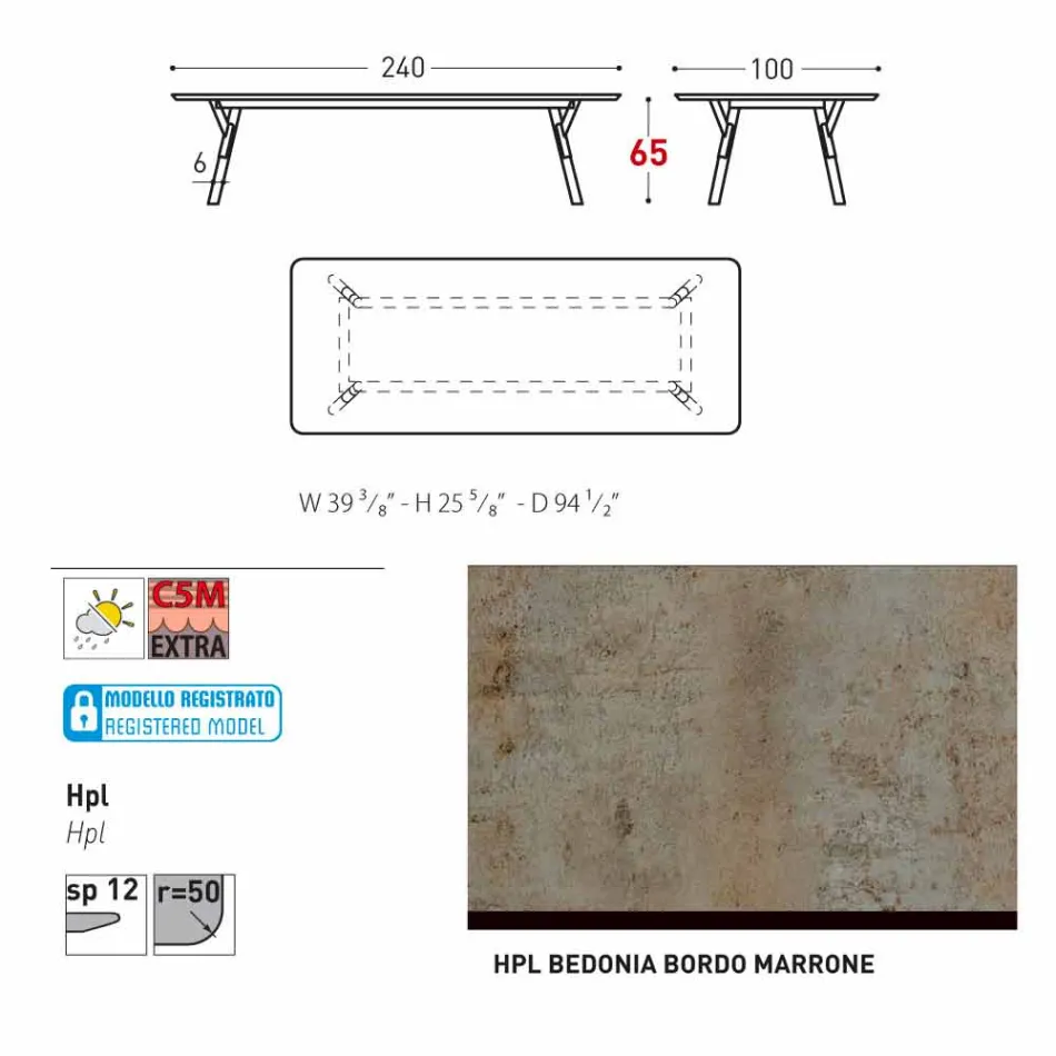 Varaschin Link tavolo da giardino con gambe in legno di teak, H 65 cm Viadurini