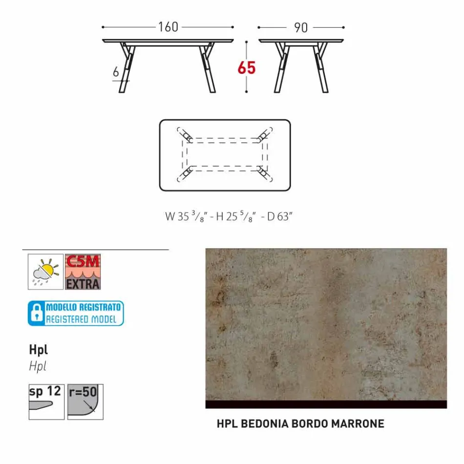 Varaschin Link tavolo da giardino con gambe in legno di teak, H 65 cm Viadurini