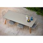 Varaschin Link tavolo da giardino con gambe in legno di teak, H 65 cm Viadurini