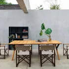 Varaschin Link tavolo da pranzo da giardino in legno di teak H 75 cm Viadurini