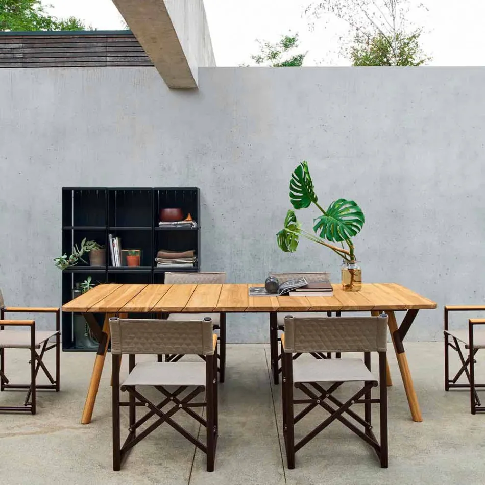 Varaschin Link tavolo da pranzo da giardino in legno di teak H 75 cm Viadurini