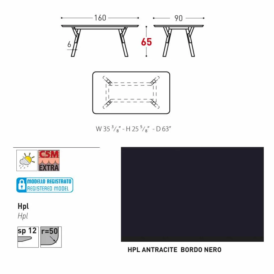 Varaschin Link tavolo da pranzo fisso da esterno o interno H 65 cm Viadurini