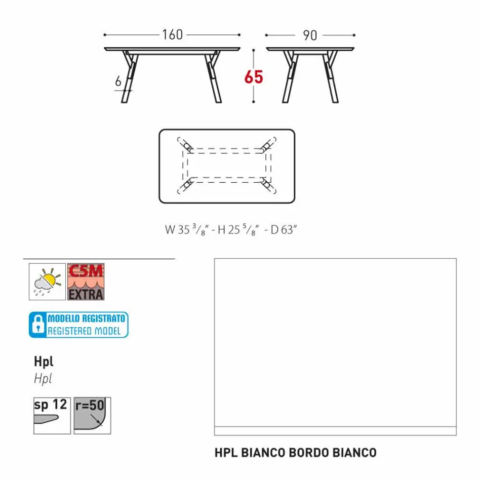 Varaschin Link tavolo da pranzo fisso da esterno o interno H 65 cm Viadurini