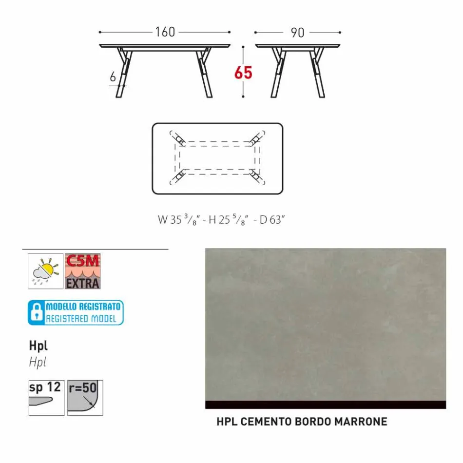 Varaschin Link tavolo da pranzo fisso da esterno o interno H 65 cm Viadurini