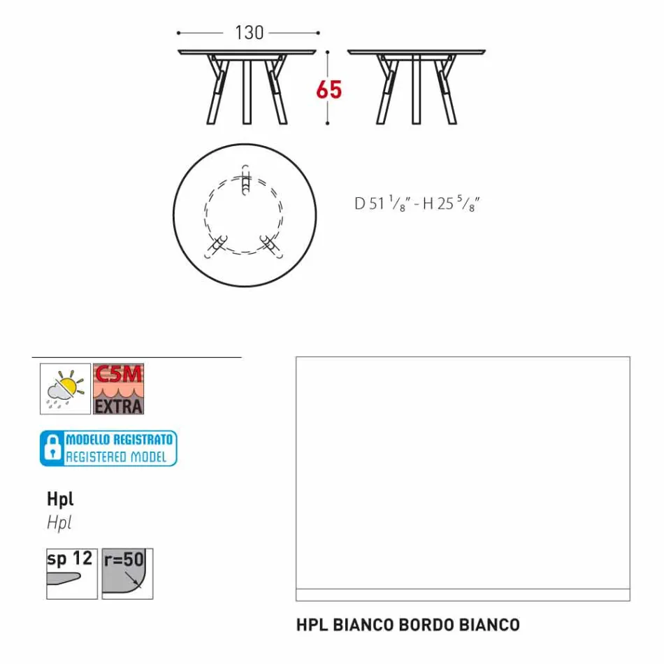 Varaschin Link tavolo tondo da esterno con gambe in teak, H 65cm Viadurini