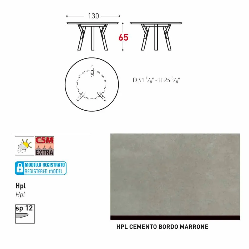 Varaschin Link tavolo tondo da esterno con gambe in teak, H 65cm Viadurini