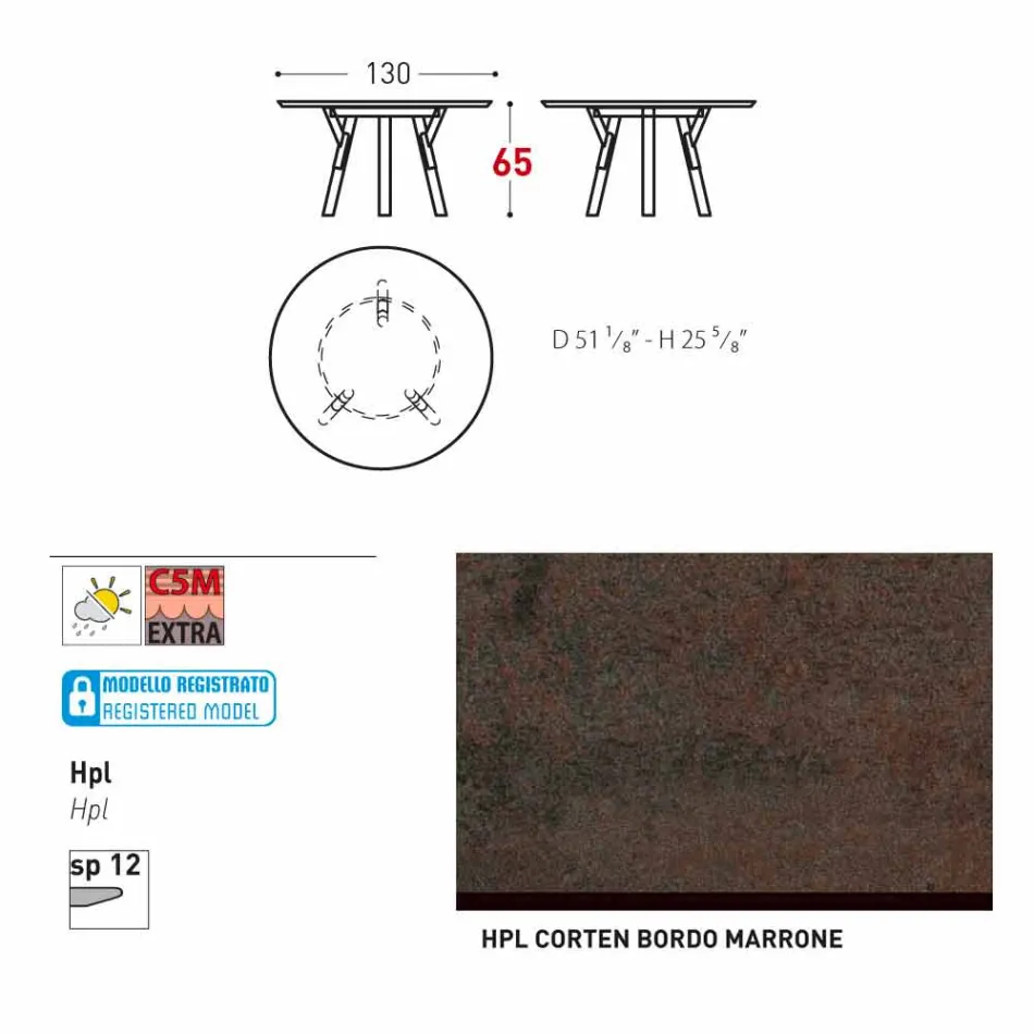 Varaschin Link tavolo tondo da esterno/interno design moderno, H 65 cm Viadurini