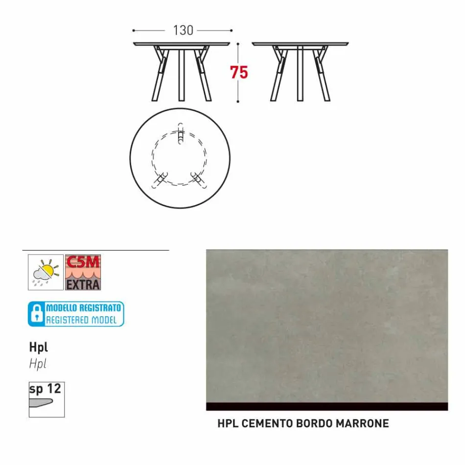 Varaschin Link tavolo tondo da giardino con gambe in teak, H 75cm Viadurini