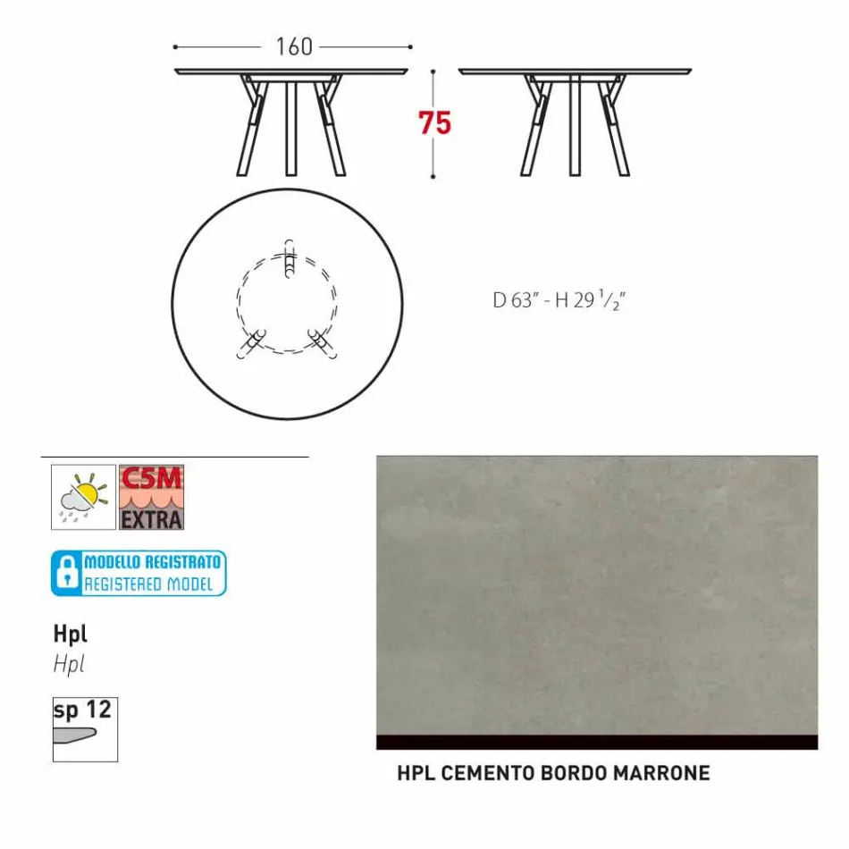 Varaschin Link tavolo tondo da giardino design moderno, H 75 cm Viadurini