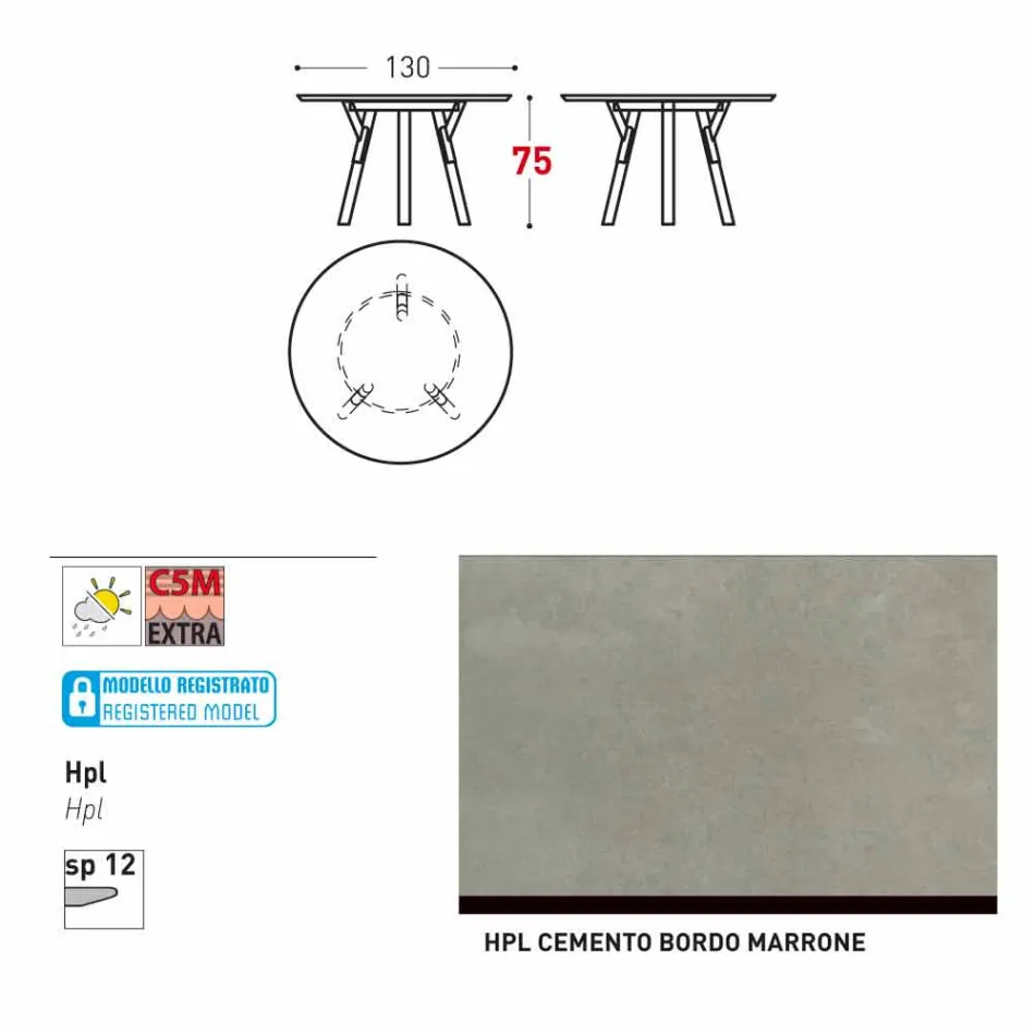 Varaschin Link tavolo tondo da giardino design moderno, H 75 cm Viadurini