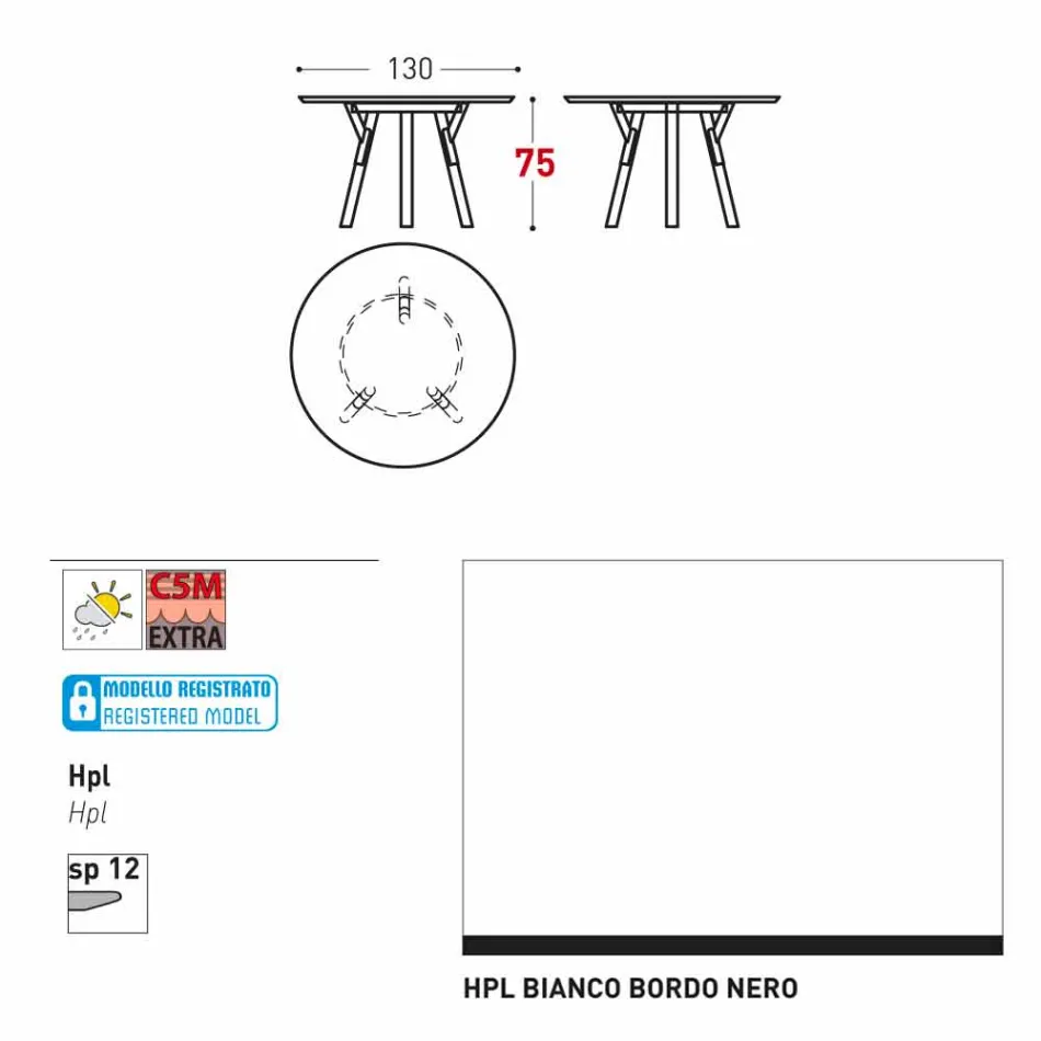 Varaschin Link tavolo tondo da giardino design moderno, H 75 cm Viadurini