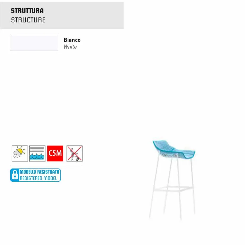 Varaschin Summer Set sgabello da esterno in acciaio e tessuto Viadurini