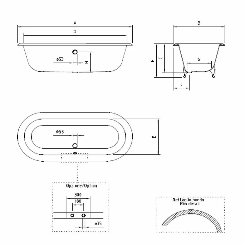 Vasca da Bagno Design Vintage Freestanding in Ghisa, Made in Italy – Naima Viadurini