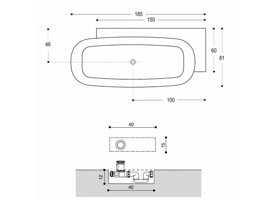 Vasca da Bagno Freestanding di Design Bianco Stile Moderno - Lipperiavas1 Viadurini
