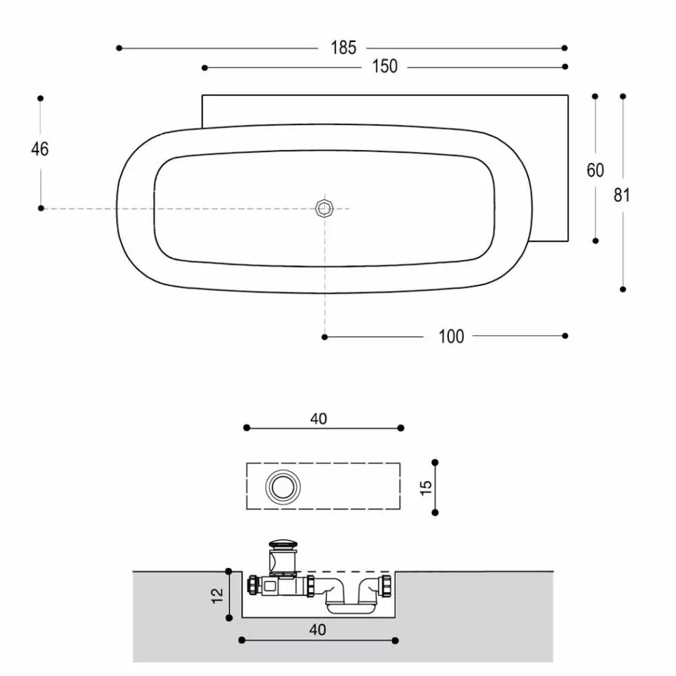 Vasca da Bagno Freestanding di Design Bianco Stile Moderno - Lipperiavas1 Viadurini