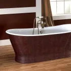Vasca da bagno in ghisa con copertura esterna in cuoio Elsie Viadurini