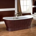 Vasca da bagno in ghisa con copertura esterna in cuoio Elsie Viadurini