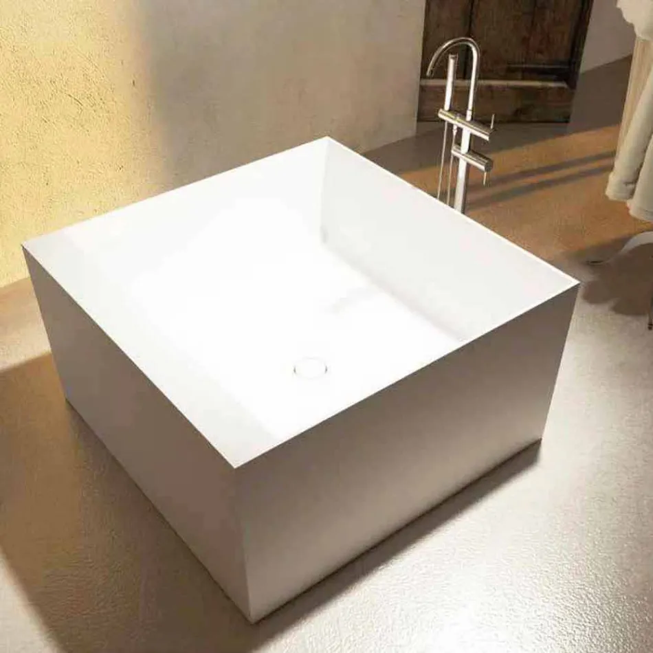 Vasca da bagno quadrata freestanding di design made in Italy Argentera Viadurini