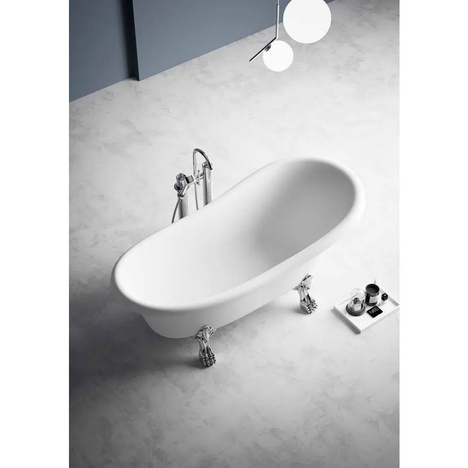 Vasca Free Standing, Design Vittoriano in Solid Surface - Rain Viadurini