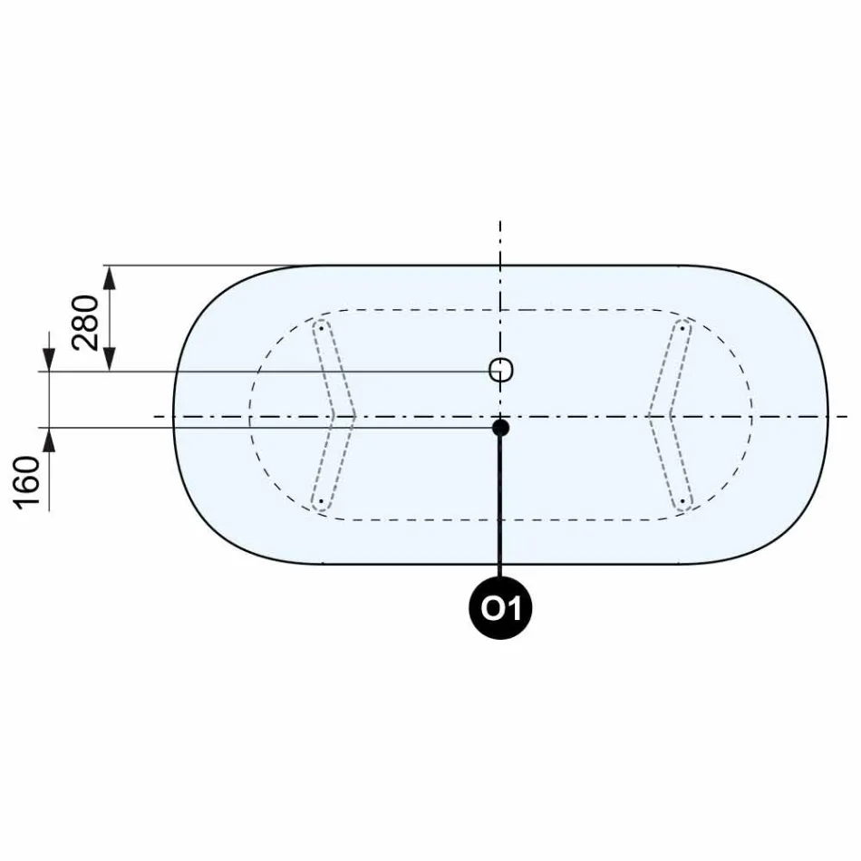 Vasca Free Standing, di Design, Piedini in Finitura Cromo - Free Viadurini