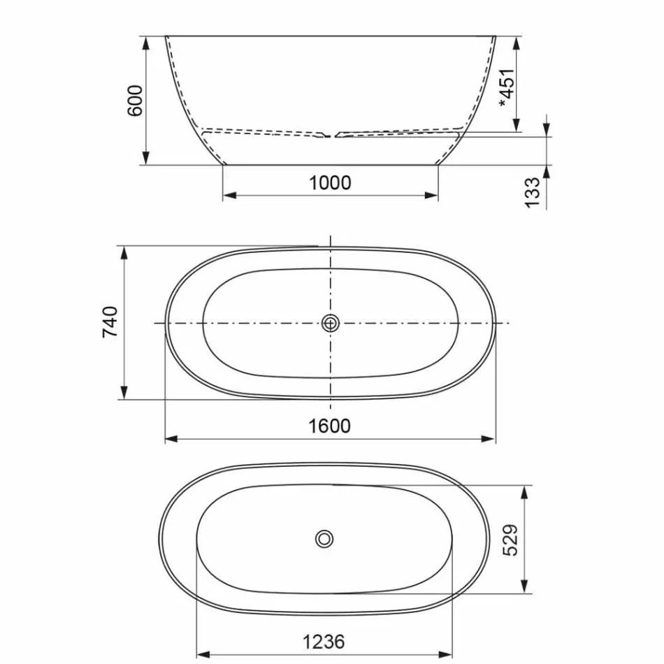 Vasca Free Standing, Made in Italy, in Solid Surface - Flow Viadurini