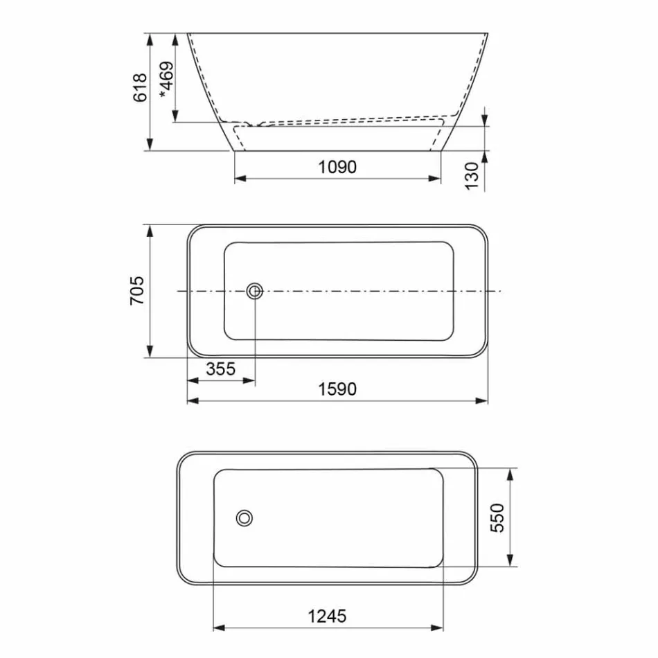 Vasca Freestanding Design Moderno Bianco Lucido o Opaco - Face Viadurini