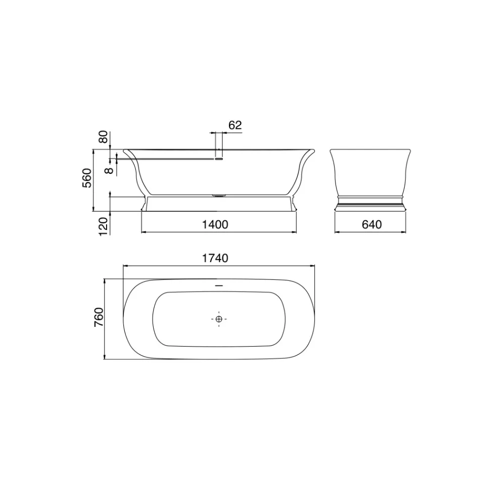 Vasca in Solid Surface con Troppopieno Integrato Made in Italy - Aurelio Viadurini