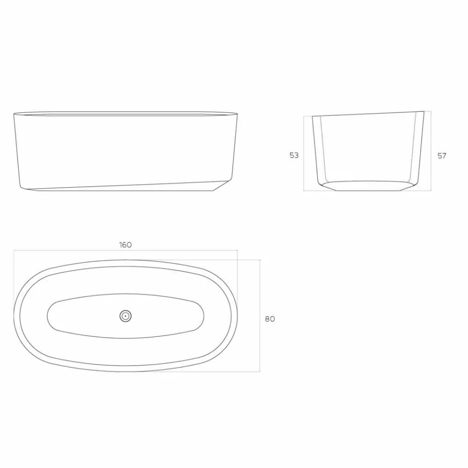 Vasca monoblocco freestanding di design prodotta in Italia, Dongo Viadurini