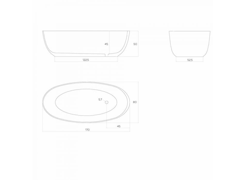 Vasca monoblocco freestanding moderna ovale fatta in Italia, Frascati Viadurini