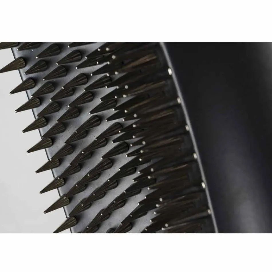 Vaso Alto da Interno in Ceramica Nera Opaca e Acciaio Made in Italy - Jesolo Viadurini