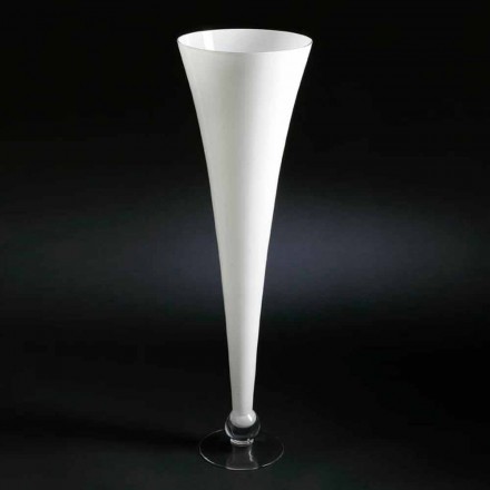 Vaso Alto da Interno in Vetro Bianco e Trasparente Made in Italy - Clodino Viadurini