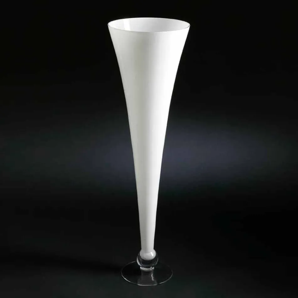 Vaso Alto da Interno in Vetro Bianco e Trasparente Made in Italy - Clodino Viadurini