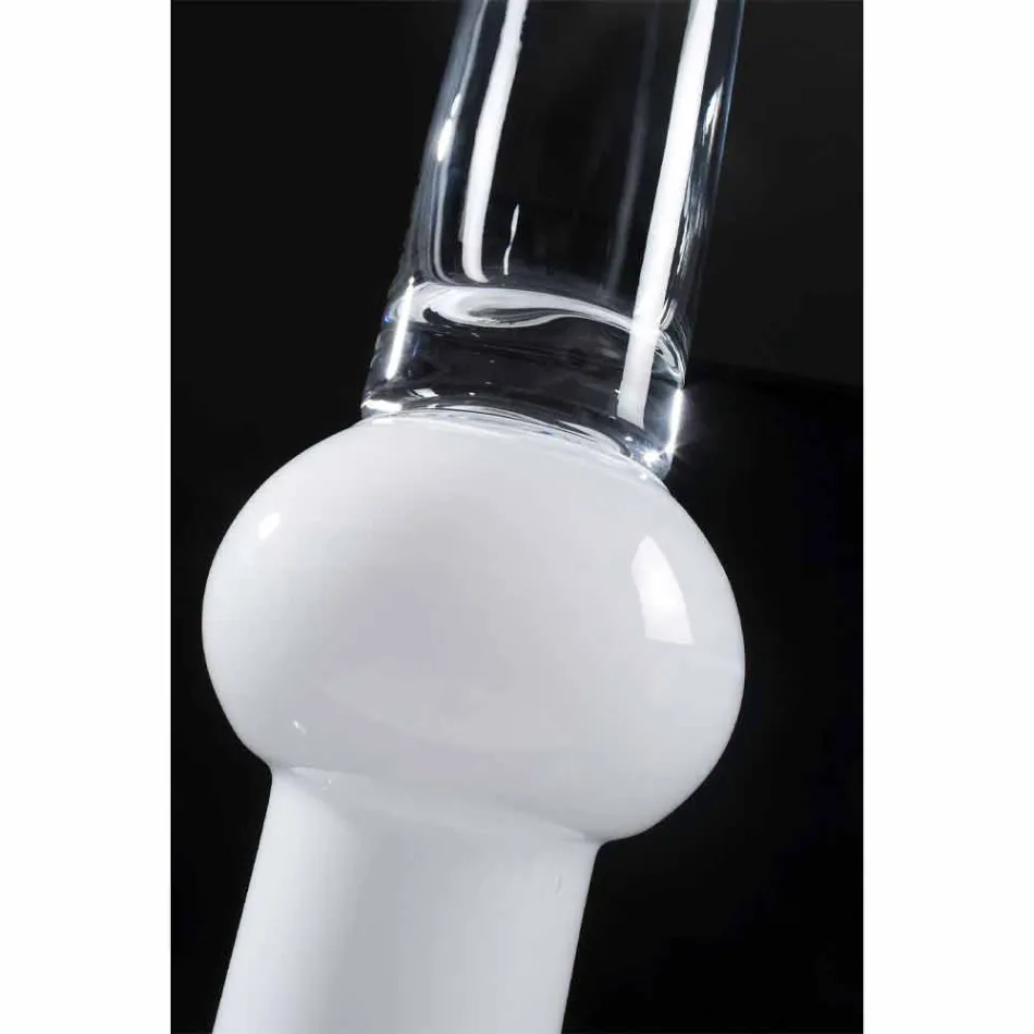 Vaso Alto da Interno in Vetro Trasparente e Bianco Made in Italy - Ludovico Viadurini