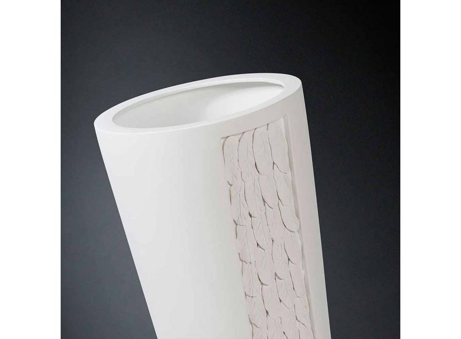 Vaso Alto Decorativo in Ceramica Bianca con Decoro Made in Italy - Calisto Viadurini