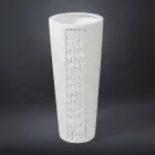 Vaso Alto Decorativo in Ceramica Bianca con Decoro Made in Italy - Calisto Viadurini
